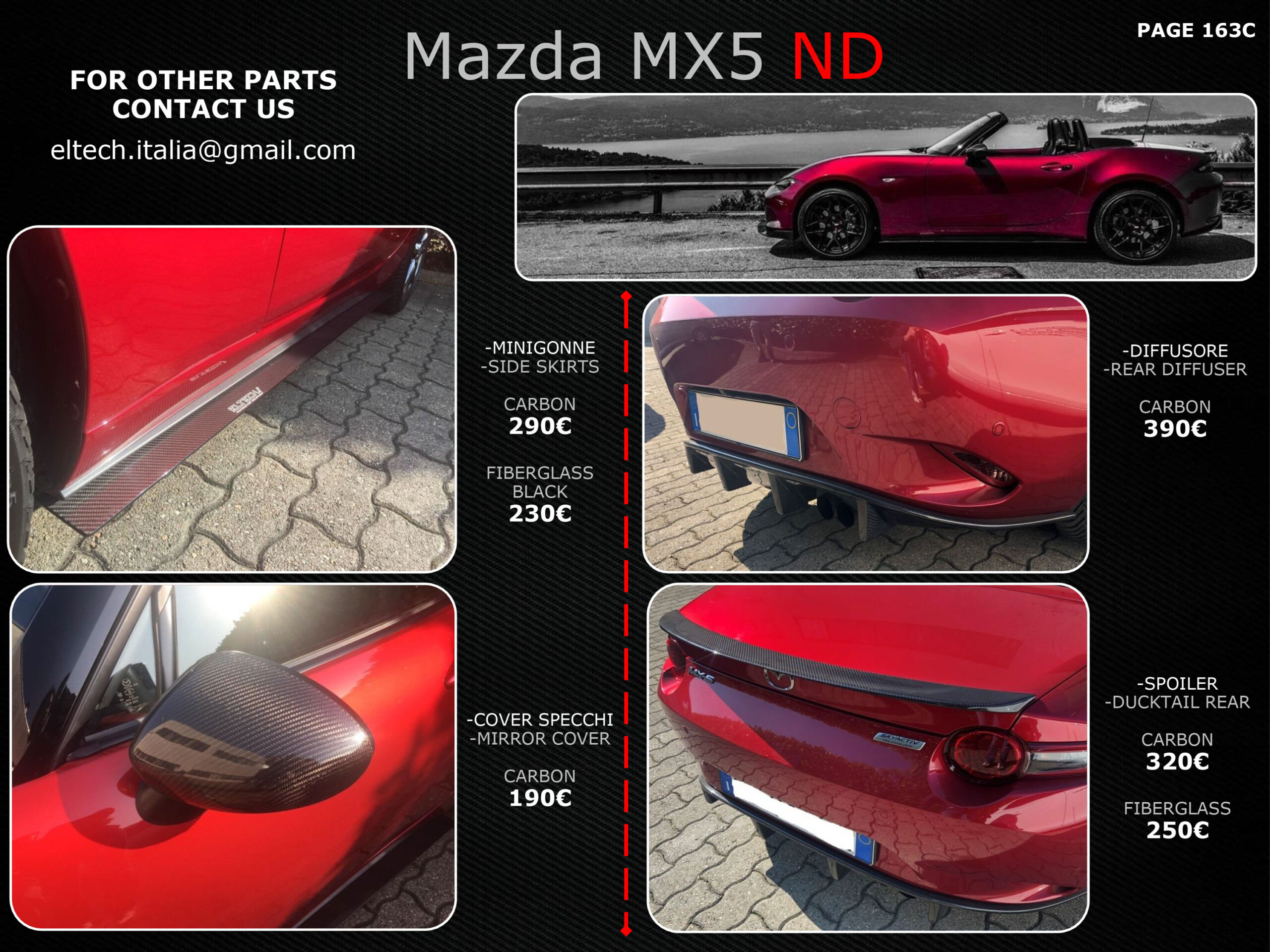 Cuffia cambio in Alcantara con cuciture rosse per Mazda MX5 ND - MX45001 